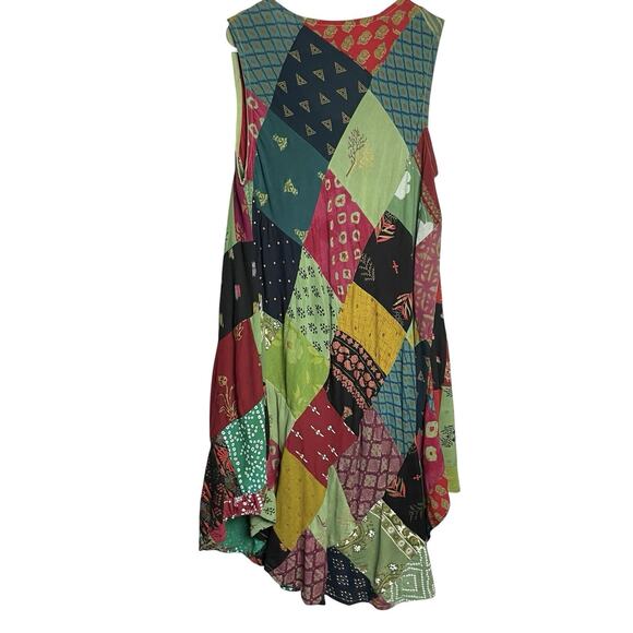 Paths of the Spirit Patchwork Boho Dress Womens L/XL Scoop Neck Asymmetrical - Picture 2 of 7